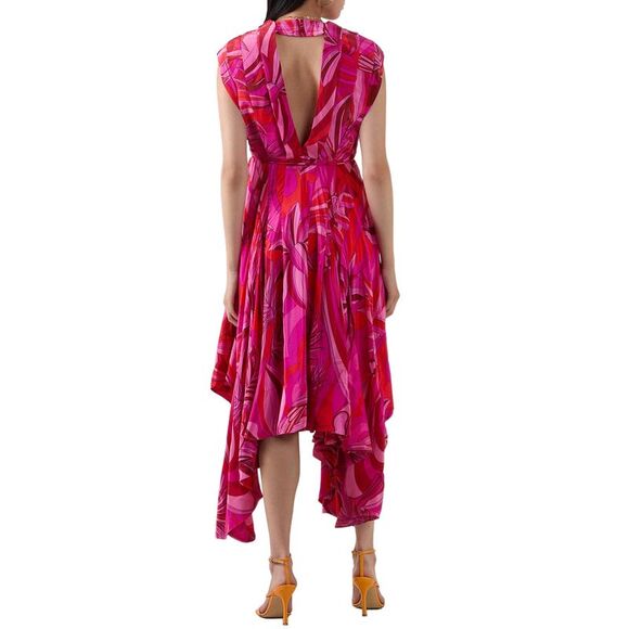 Farm Rio Womens Endless Summer Asymmetric Midi Dress Small Red - NWT $298 - Picture 4 of 5